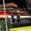 outdoor mushroom heater at a boat show