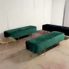 green and black velvet ottoman bench